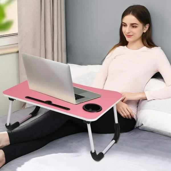 Foldable Laptop Table-Pink For Reading, Writing, Eating, On Bed